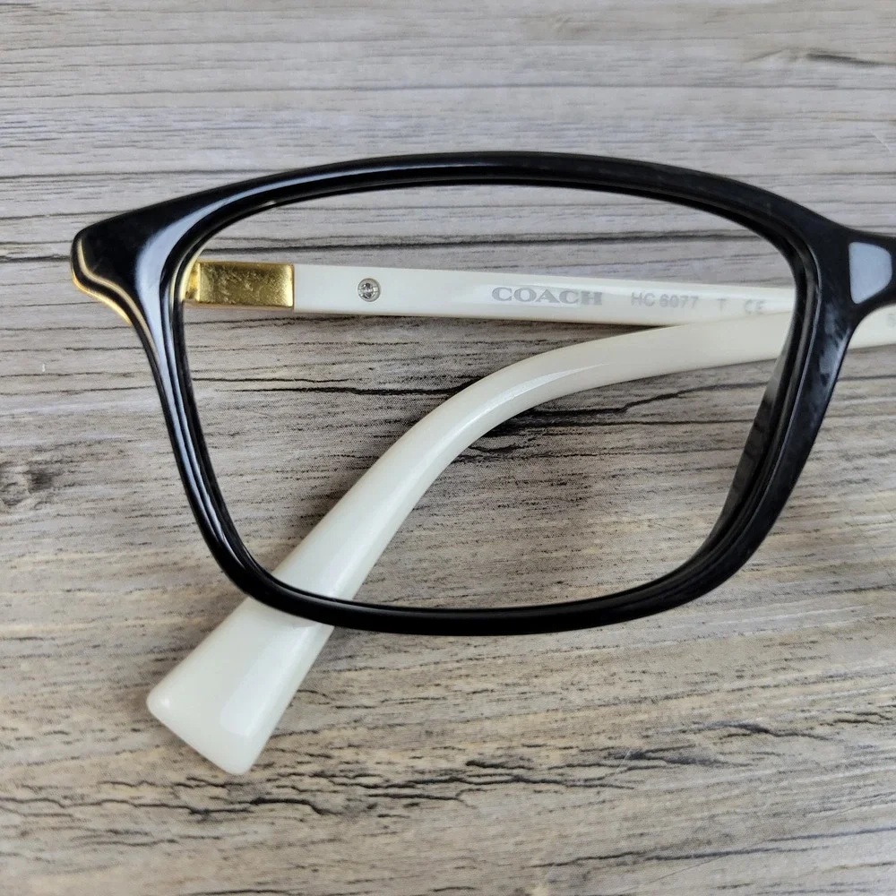 Coach Eyeglass Frames HC 6077 5340 Black/Ivory Rectangular Women 51-15-135